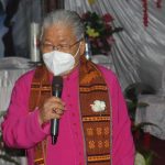 Uksup Agung Merauke, Mgr. Petrus Canisius Mandagri, MSC saat memberikan sambutan – Surya Papua/Frans Kobun