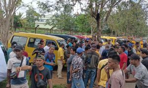 Ratusan sopir melakukan aksi mogok- Surya Papua/Frans Kobun