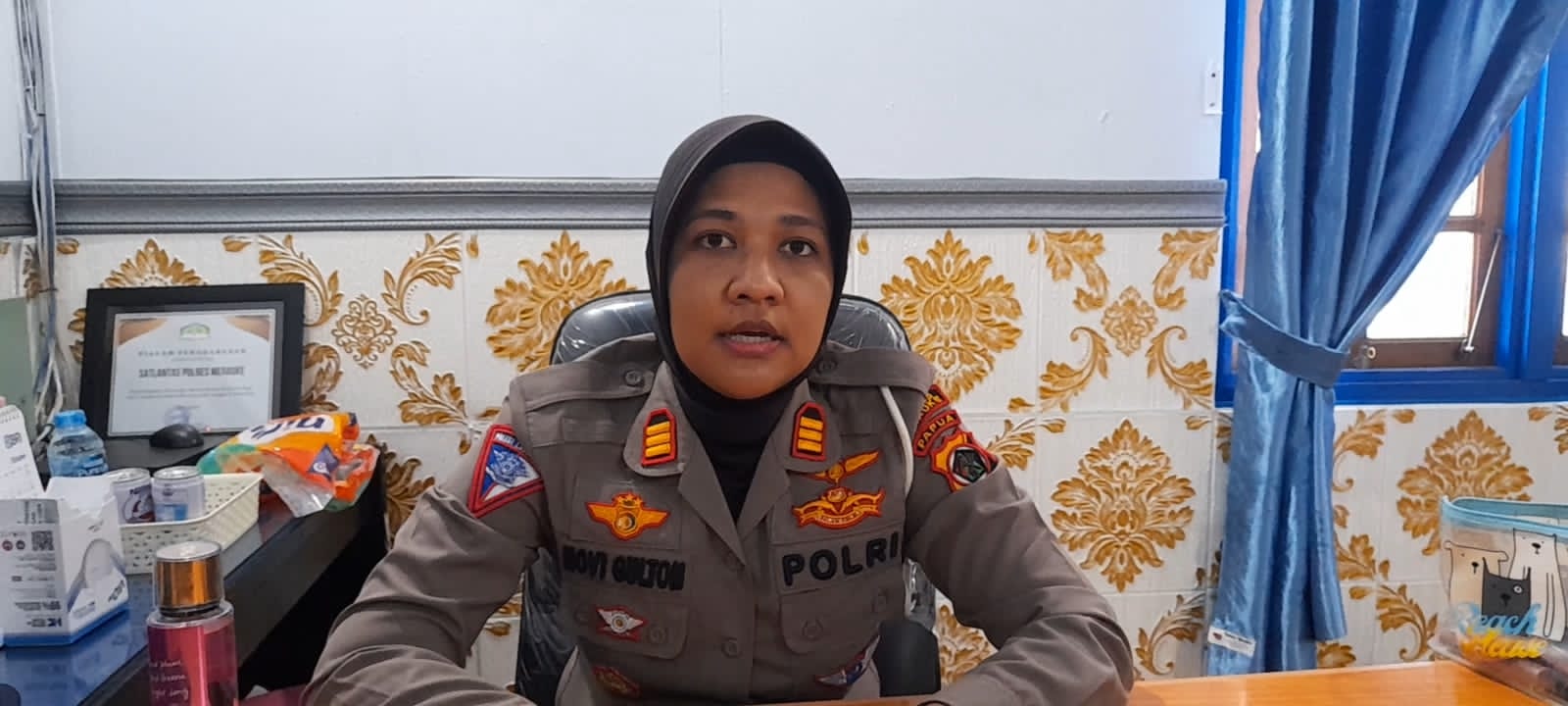 Kasatlantas Polres Merauke, Ajun Komisaris Polisi (AKP) Novindriani – Surya Papua/Yulianus Bwariat