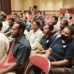 Puluhan mahasiswa Marind yang siap diberangkatkan kuliah ke luar negeri – Surya Papua/Frans Kobun