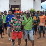 Bupati Merauke, Romanus Mbaraka saat bersama dengan masyarakat di Kampung Senegi, Distrik Anim Ha – Surya Papua/Frans Kobun