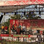 Penekanan tombol sekaligus pemukulan tifa untuk membuka pameran pembangunan oleh Bupati Merauke, Romanus Mbaraka didampingi Wakilnya, H. Riduwan, Sekda serta Wakil Ketua I dan II DPRD Merauke – Surya Papua/IST