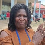 Frederika, perwakilan mama Papua yang berjualan di Pasar Mopah- Surya Papua/Frans Kobun