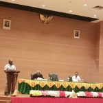 Bupati Merauke, Romanus Mbaraka ketika sedang memberikan sambutan – Surya Papua/Frans Kobun