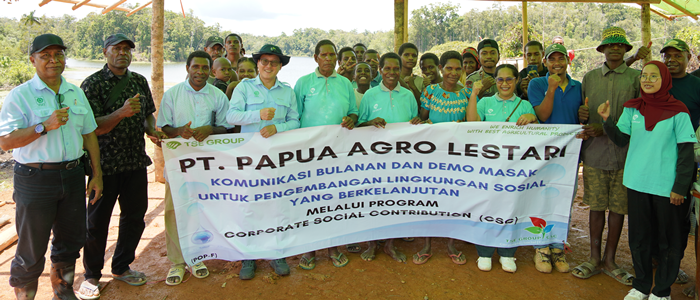 Foto bersama pihak perusahan dan masyarakat di Kampung Guiss Rawa Kasat – Surya Papua/IST