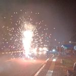 Petasan yang dilepas di tengah jalan di seputaran Mandala – Surya Papua/Frans Kobun