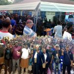 jubel satu Masyarakat dari beberapa kampung yang memadati Bade mengikuti kampanye Cagub Papua Selatan, Romanus Mbaraka – Surya Papua/Frans Kobun