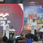 skakmat Cagub-Cawagub Nomor 4, Apolo Safanpo-Paskalis Imadawa dan Cagub-Cawagub Papua Selatan Nomor 3, Romanus Mbaraka-Albert Muyak saat debat – Surya Papua/Frans Kobun