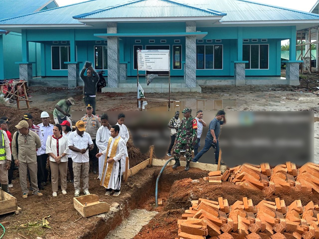 Peletakan batu pertama beberapa bulan lalu hingga bangunan SMAN I Ulilin berdiri kokok – Surya Papua/IST