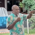 kbm 5 Calon Gubernur Papua Selatan, Romanus Mbaraka sedang bicara dihadapan ratusan masyarakat – Surya Papua/Frans Kobun