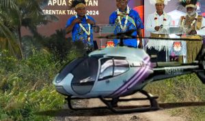 Helikopter yang sedang viral usai debat empat Calon Gubernur-Wakil Gubernur Papua Selatan – Surya Papua/IST