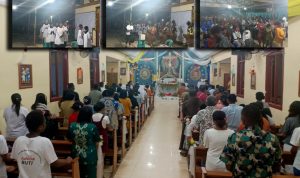 Ratusan umat yang mengikuti perayaan misa tutup tahun di Gereja Santa Theresia Buti – Surya Papua/Frans Kobun