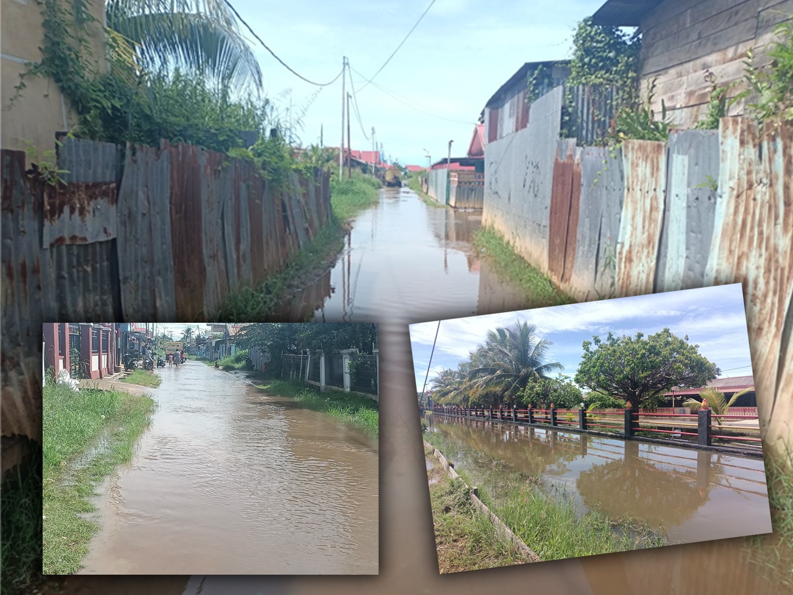 Perumahan warga maupun badan jalan yang terendam banjir akibat hujan deras semalam – Surya Papua/Frans Kobun