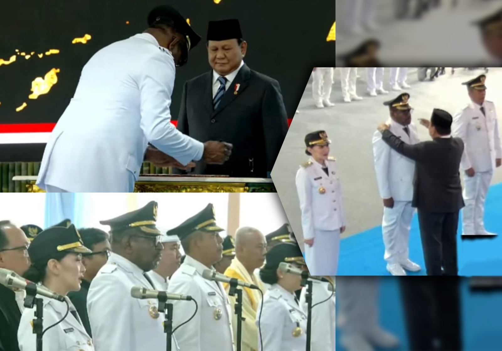 Bupati Merauke, Yoseph Bladib Gebze sedang dilantik dan diambil sumpahnya oleh Presiden RI, Prabowo Subianto – Surya Papua/IST