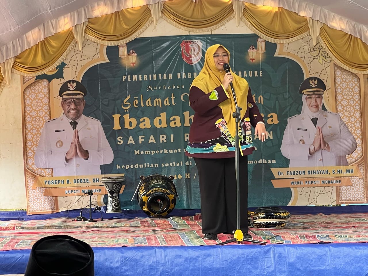 Wakil Bupati Merauke, Fauzun Nihayah sedang berikan sambutan pada kegiatan safari Ramadhan – Surya Papua/IST
