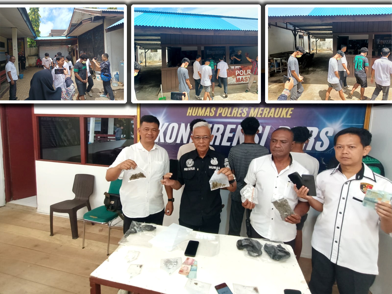Ganja bersama keempat pelajar yang diringkus Satnarkoba Polres Merauke dua hari lalu – Surya Papua/Frans Kobun