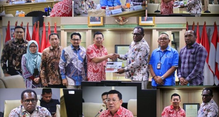 Bupati Merauke, Yoseph Bladib Gebze saat beraudiens dengan pejabat Kementerian Kominfo RI – Surya Papua/IST