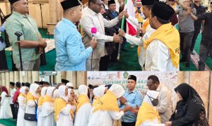 Bupati Merauke, Yoseph Bladib Gebze didampingi wakilnya, Fauzun Nihayah melepas jalon Jemaah haji – Surya Papua/IST