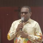Bupati Merauke, Yoseoh Bladib Gebze sedang berikan sambutan- Surya Papua/Frans Kobun