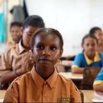 Laurencia sedang mengikuti proses belajar mengajar bersama teman-temannya- Surya Papua/IST