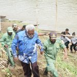 Wakil Gubernur Papua Selatan, Paskalis Imadawa saat menyusuri jalan setapak menuju ke kampung kelahiran Pastor Hendrikus Kariwop – Surya Papua/IST