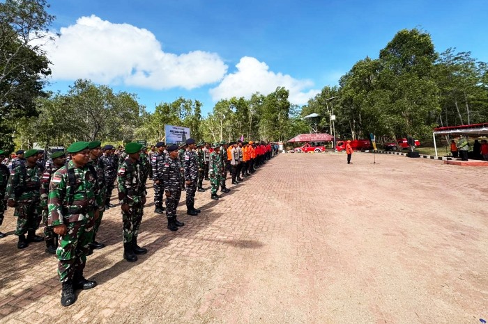 Apel siaga gabungan Karhutla yang berlangsung di Balai Taman nasional Wasur tadi pagi – Surya Papua/IST
