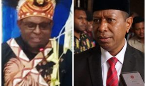 Gubernur Papua Selatan, Apolo Safanpo dan Sekda Papua Selatan, Ferdinandus Kainakaimu- Surya Papua/Frans Kobun