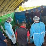 Penggalian kuburan almarhumah Julia Risky oleh Tim Laboratorium Forensik Polda Papua yang berlangsung kemarin- Surya Papua/IST