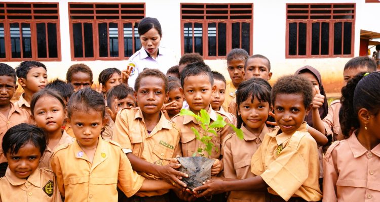 Anakan pohon yang siap ditanam oleh anak-anak SDN Kigorun, Ulilin, Kabupaten Merauke – Surya Papua/IST