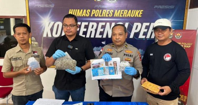 Ratusan linting ganja yang ditunjuk setelah disita anggota dari tangan pelaku – Surya Papua/IST
