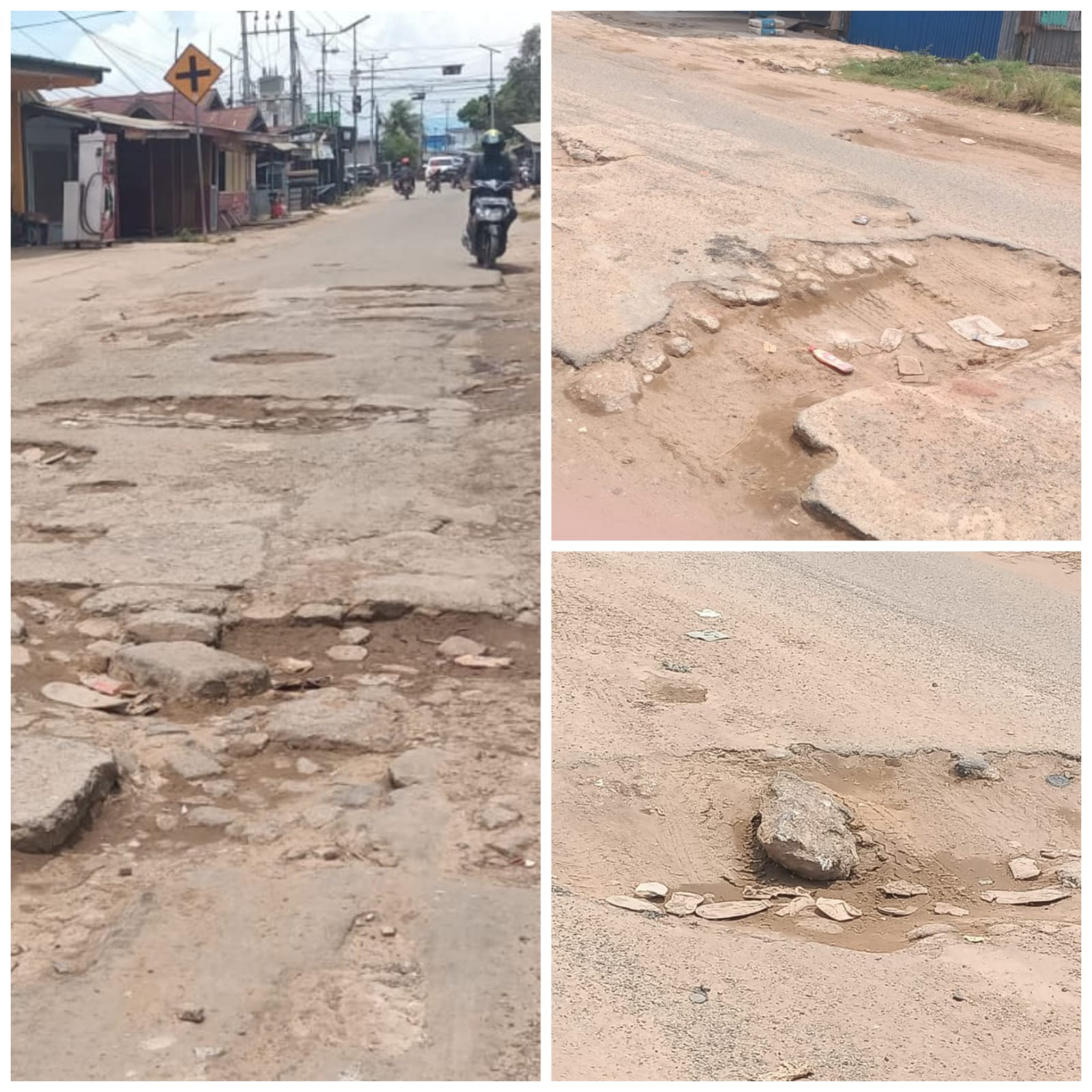 Beginilah kondisi ruas jalan Gak, Kelurahan Bambu Pemali, Kabupaten Merauke yang rusak parah – Surya Papua/Frans Kobun