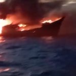 KM Mekar Alam B yang terbakar di perairan Arafura-Merauke, Papua Selatan tadi siang – Surya Papua/IST