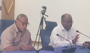 Kepala BP3OKP Papua Selatan, Yoseph Yanawo Yolmen sedang bicara – Surya Papua/Frans Kobun