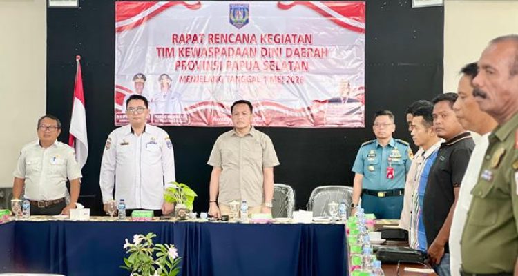 Rapat tim kewaspadaan dini daerah (Tim-KDO) di Hotel Panda yang dipimpin Staf Ahli Gubernur Papua Selatan – Surya Papua/IST