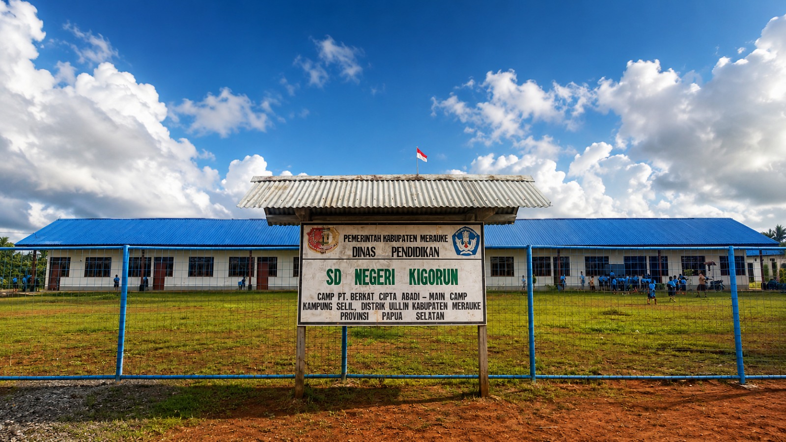 Bangunan Sekolah Dasar Negeri (SDN) Kigorun yang dibangun oleh TSE Group – Surya Papua/IST