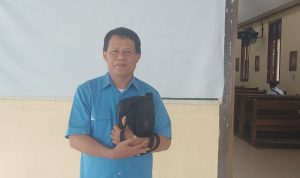 Ketua Panitia Musda Forum Anak Guru Kabupaten Merauke, Krispinus Palobo – Surya Papua/Frans Kobun