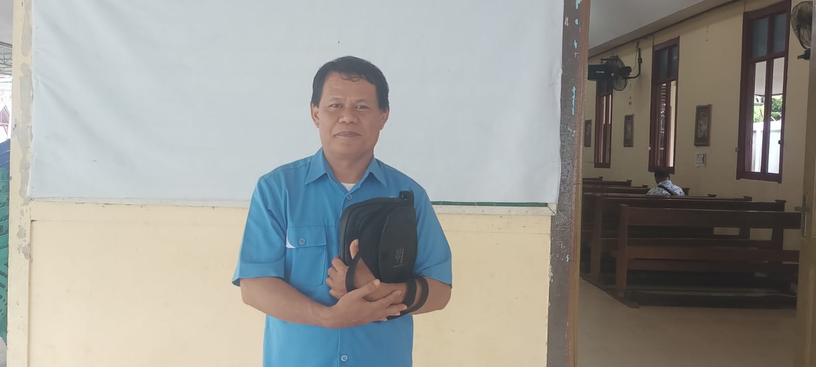 Ketua Panitia Musda Forum Anak Guru Kabupaten Merauke, Krispinus Palobo – Surya Papua/Frans Kobun