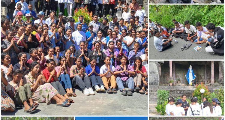 Kegiatan Rosario Hiking yang diikuti ratusan OMK St. Yohanes Don Bosco Paroki Hati Kudus Yesus Bombay – Surya Papua/IST