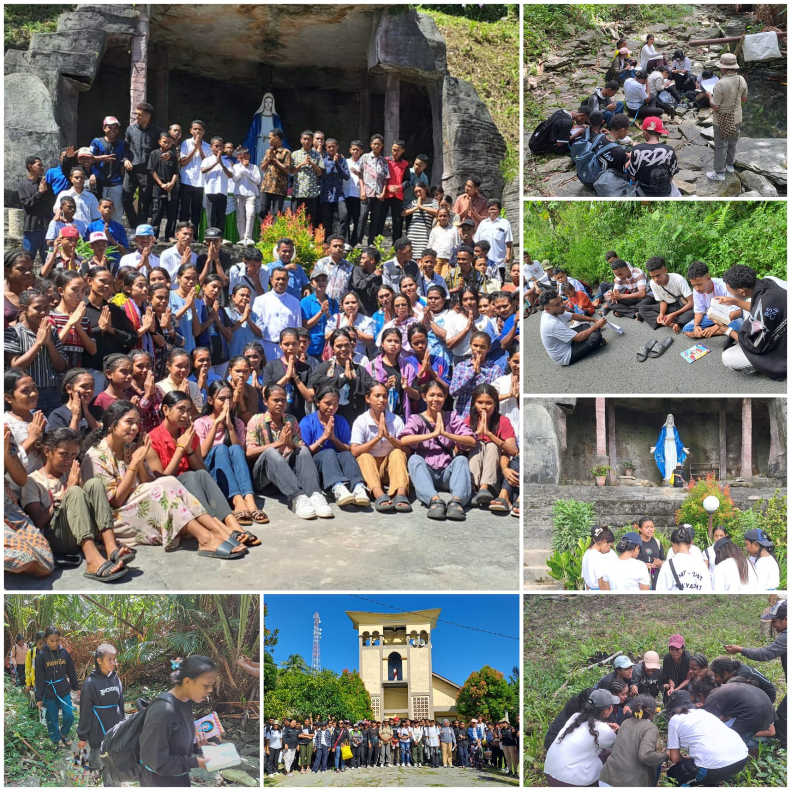 Kegiatan Rosario Hiking yang diikuti ratusan OMK St. Yohanes Don Bosco Paroki Hati Kudus Yesus Bombay – Surya Papua/IST