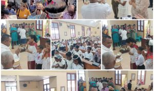 komuni 1 Puluhan anak didampingi orangtuanya pada perayaan misa sekaligus penerimaan sakramen Ekaristi – Surya Papua/Frans Kobun