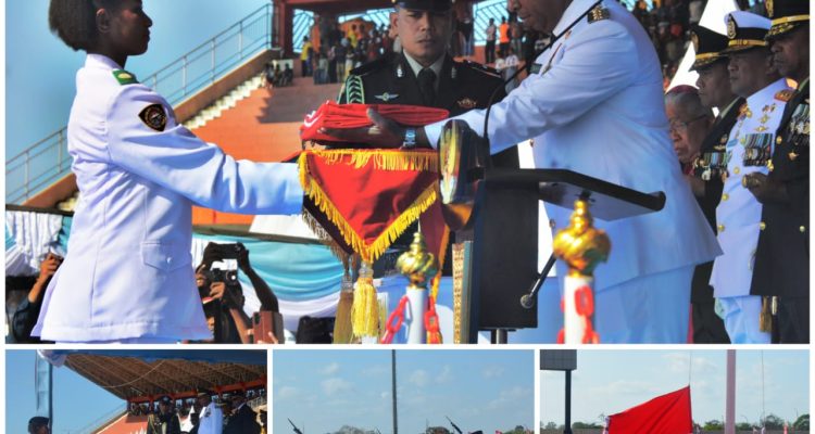 Pengibaran Bendera Merah Putih di Stadion Katalpal Merauke tadi pagi pada HUT ke-81 RI – Surya Papua/IST
