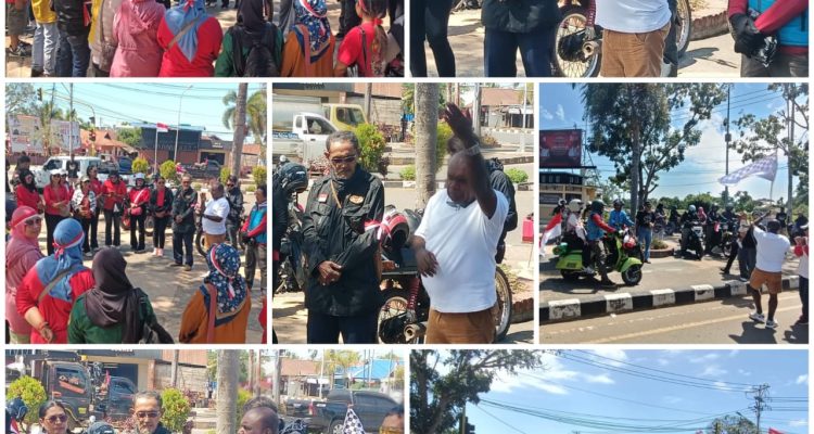 Para peserta touring yang sedang persiapan untuk melakukan perjalanan menuju ke Jembatan Tamulik-Okaba – Surya Papua/Frans Kobun