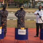 Kegiatan pemusnahan rokok ilegal oleh Panglima Koarmada RI Laksamana Madya TNI Denih Hendrata bersama pejabat lain – Surya Papua/IST