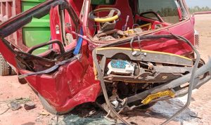 ringsek 3 Kondisi truk yang ringsek parah akibat tabrakan di lokasi perkebunan tebu – Surya Papua/IST