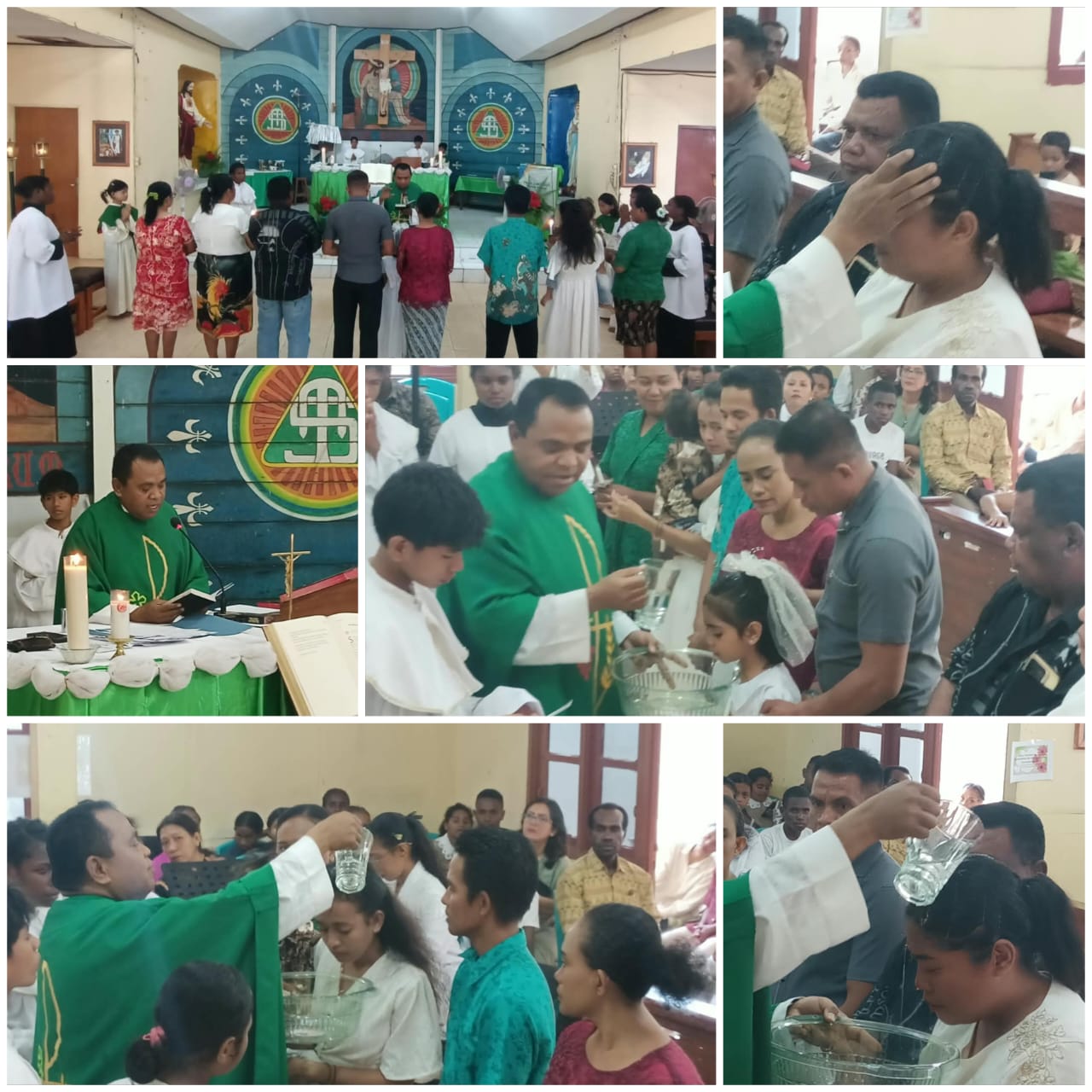 Moment penerimaan empat orang dari agama sebelah yang resmi bergabung di Gereja Katolik – Surya Papua/Frans Kobun