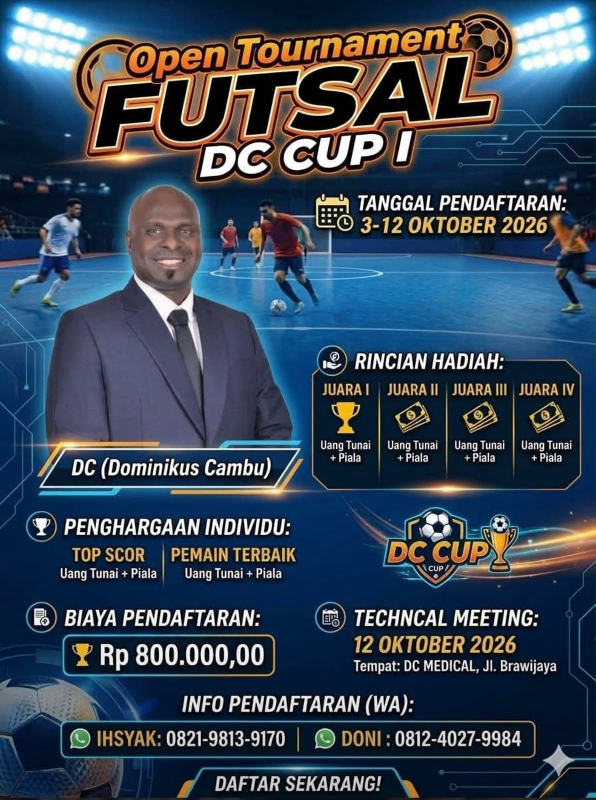 Pengumuman turnamen Fitsal DC Cup I yang segera dihelat dan atau dilaksanakan – Surya Papua/IST