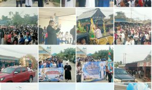 Ribuan umat Katolik saat mengikuti penutupan bulan Rosario yang ditandai ziarah rohani sekaligus perarakan arca Bunda Maria – Surya Papua/Frans Kobun