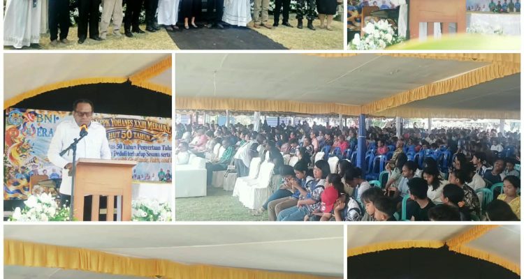 Puncak HUT ke-50 SMP YPPK Yohanes XXIII Merauke yang ditandai perayaan misa dihadiri ribuan orang – Surya Papua/Frans Kobun