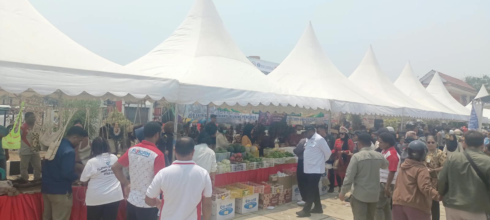 Bupati Merauke, Yoseph Bladib Gebze saat meninjau arena UMKM dalam moment Hari Pangan Sedunia – Surya Papua/Frans Kobun