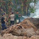 Tim Gabungan sedang melakukan pemadaman api di Kurik – Surya Papua/IST